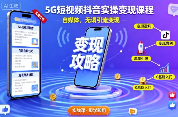 5G短视频抖音实操变现课程，自媒体，无谓引流变现-网赚项目众筹网
