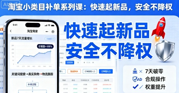 淘宝小类目补单系列课，快速起新品，安全不降权-网赚项目众筹网