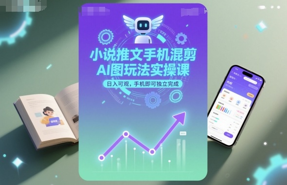 小说推文手机混剪AI图玩法实操课，日入可观，手机即可独立完成-网赚项目众筹网