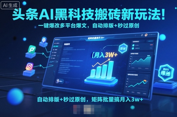 头条AI黑科技搬砖新玩法！一键爆改多平台爆文，自动排版+秒过原创，矩阵批量搞月入3w+【揭秘】-网赚项目众筹网