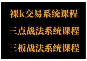 裸K体系、三点体系、三板体系三套系统课程，从基础到进阶，助力交易者构建系统化交易思路-网赚项目众筹网