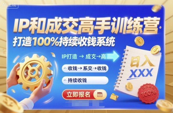 带你成为IP和成交高手的训练营，打造100%持续收钱系统-网赚项目众筹网