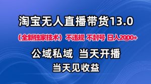 淘宝无人直播13.0,公域私域技术,不封号,不违规布局下半年旺季赛道,日入1K+(独家技术)【揭秘】-网赚项目众筹网