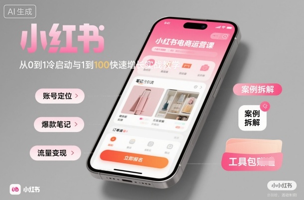 小红书电商运营课：从0到1冷启动与1到100快速增长实战教学-网赚项目众筹网