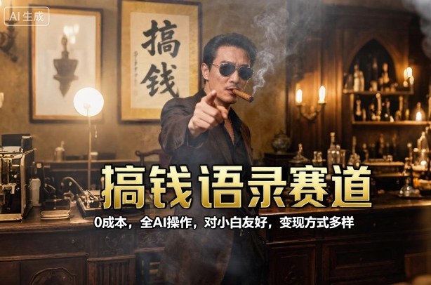 搞钱语录赛道，0成本，全AI操作，对小白友好，变现方式多样-网赚项目众筹网