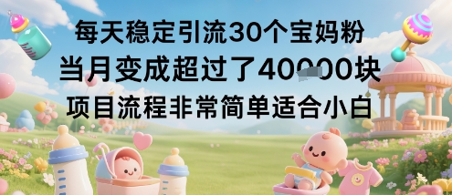 每天稳定引流30个宝妈粉当月变成超过了1W+项目流程非常简单适合小白-网赚项目众筹网