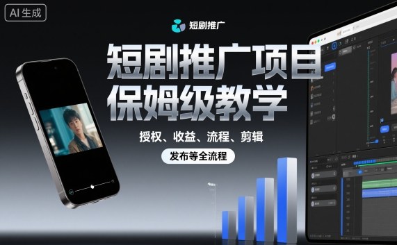 短剧推广项目保姆级教学，授权、收益、流程、剪辑，发布等全流程-网赚项目众筹网