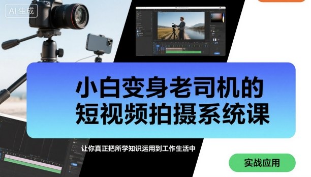 小白变身老司机的短视频拍摄系统课，让你真正把所学知识运用到工作生活中-网赚项目众筹网