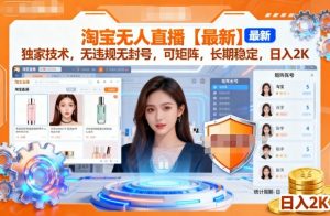 淘宝无人直播【最新】,独家技术,无违规无封号,可矩阵,长期稳定,日入2K【揭秘】-网赚项目众筹网