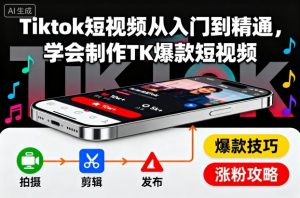 Tiktok短视频从入门到精通,学会制作TK爆款短视频-网赚项目众筹网