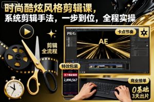 时尚酷炫风格剪辑课,系统剪辑手法,一步到位,全程实操-网赚项目众筹网