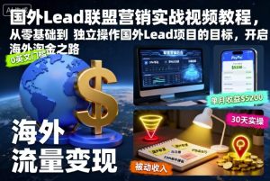国外Lead联盟营销实战视频教程,从零基础到独立操作国外Lead项目的目标,开启海外淘金之路-网赚项目众筹网