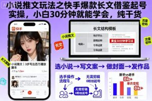 小说推文玩法之快手爆款长文借鉴起号实操,小白30分钟就能学会,纯干货-网赚项目众筹网