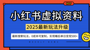 小红书虚拟资料项目:最新搜索流变现玩法,0成本简单可复制,一人多店打法,新手也可轻松日入5张+-网赚项目众筹网
