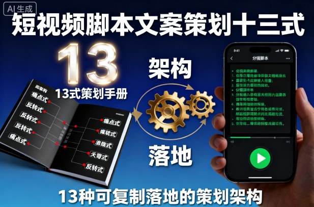 短视频脚本文案策划十三式，13种可复制落地的策划架构-网赚项目众筹网