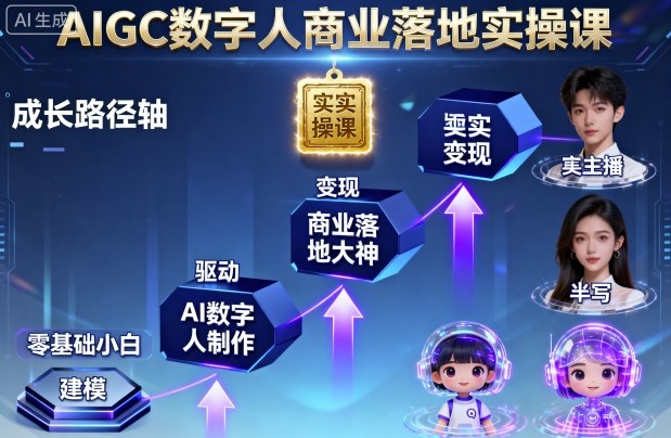 AIGC数字人商业落地实操课，从零基础小白到AI数字人大神-网赚项目众筹网