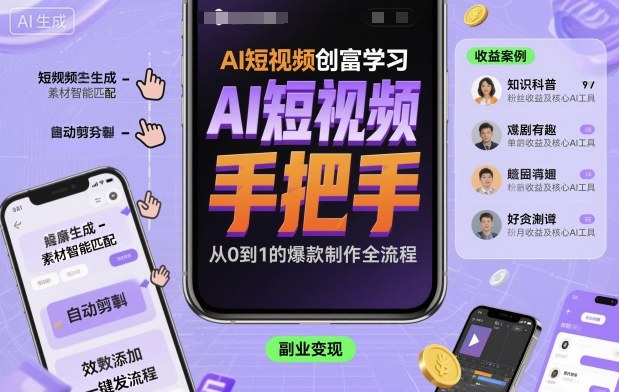 AI短视频创富学习，手把手教会你制作AI短视频-网赚项目众筹网