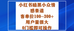 小红书暗黑小众情感赛道，客单价100-300+用户量很大，0门槛即可操作-网赚项目众筹网