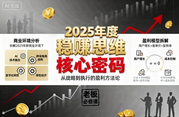 2025年度稳賺思维老板创业营，拆解2025年新商业环境下，企业实现持续盈利的核心密码-网赚项目众筹网
