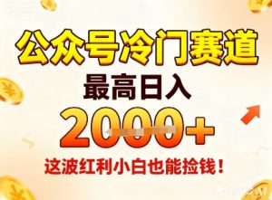 公众号冷门赛道,最高日入1k+,这波红利小白也能捡钱!-网赚项目众筹网