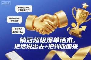 销冠超级爆单话术,把话说出去+把钱收回来-网赚项目众筹网