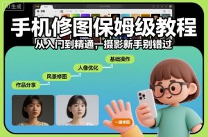 手机修图保姆级教程，从入门到精通，摄影新手别错过-网赚项目众筹网