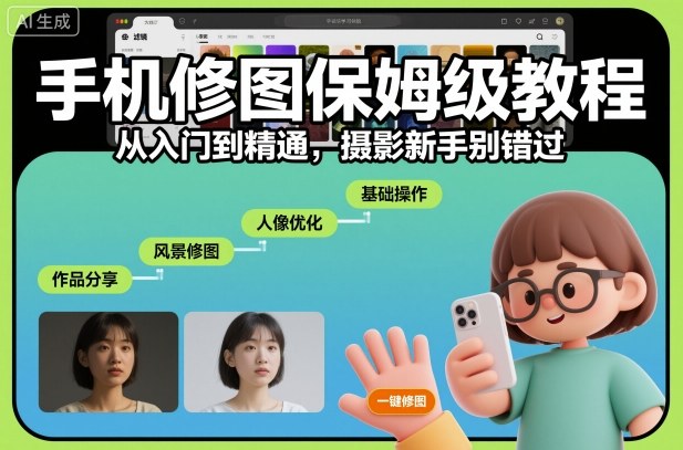 手机修图保姆级教程，从入门到精通，摄影新手别错过-网赚项目众筹网