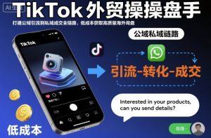 TikTok外贸操盘手，打通公域引流到私域成交全链路，低成本获取高质量海外询盘-网赚项目众筹网