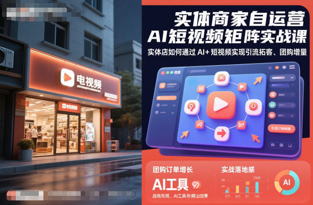 实体商家自运营AI短视频矩阵实战课，实体店如何通过AI+短视频实现引流拓客、团购增量-网赚项目众筹网