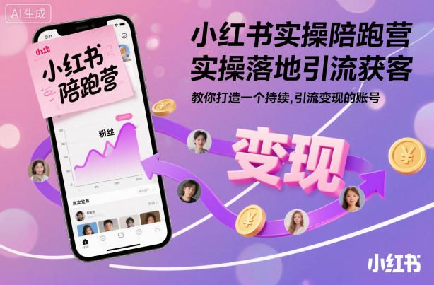 小红书实操陪跑营，实操落地引流获客，教你打造一个持续引流变现的账号-网赚项目众筹网