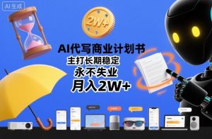 AI代写商业计划书，主打长期稳定，永不失业，月入2W+-网赚项目众筹网