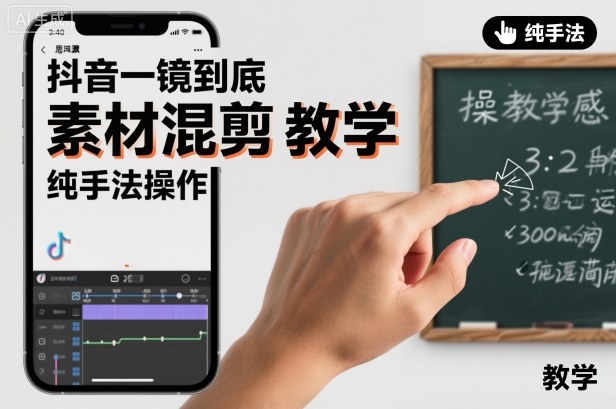 抖音一镜到底素材混剪教学，纯手法操作-网赚项目众筹网