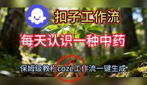 Coze扣子工作流一键生成每天认识一种中药短视频,保姆级搭建教学-网赚项目众筹网