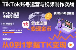 2025最新TikTok账号运营与视频制作实战全流程,从0到1掌握TK变现(含11月最新TK搬运技术)-网赚项目众筹网