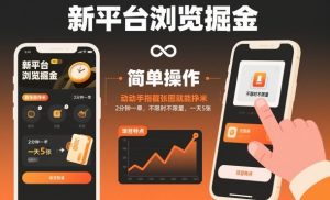 新平台浏览掘金，动动手指截张图就能挣米，2分钟一单，不限时不限量，一天5张【揭秘】-网赚项目众筹网