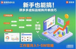 新手也能搞！拼多多虚拟品矩阵开单技巧，工作室月入1-5W攻略【揭秘】-网赚项目众筹网