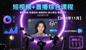 短视频+直播综合课程【2025年11月】,审核新规-流量结构-搜索联动-核心算法-推流细节-网赚项目众筹网