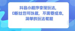 抖音小程序变现玩法，0粉丝也可以做，不需要成本，简单的玩法教程-网赚项目众筹网