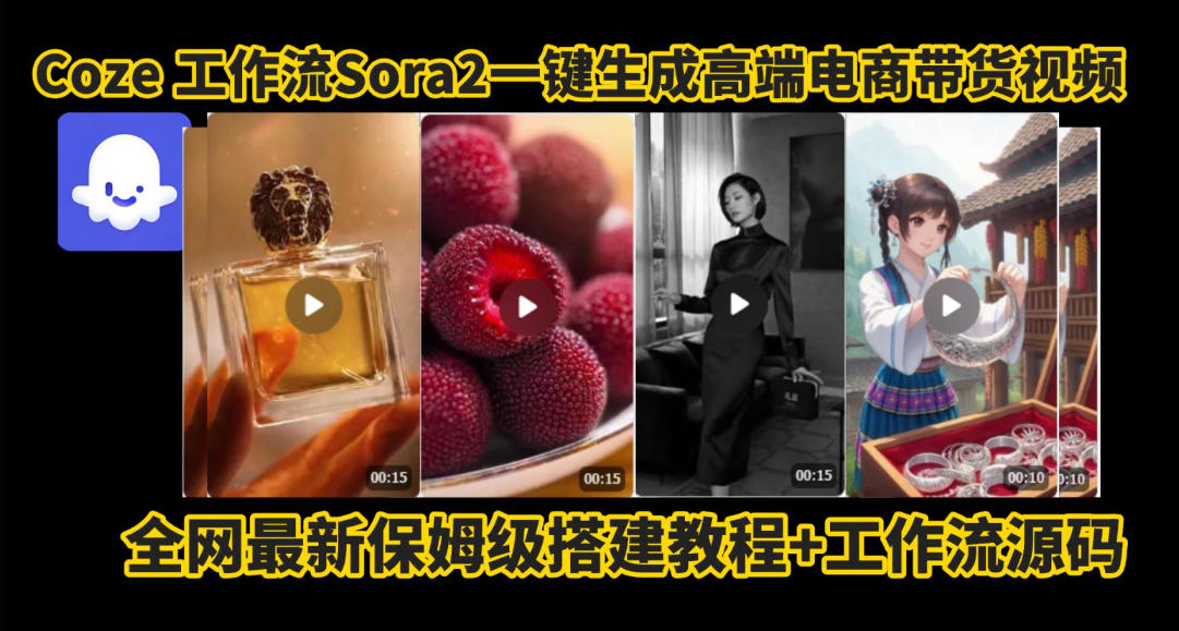 coze智能体sora2一键生成电商带货高端视频工作流保姆级拆解教程，无需剪辑，无需拍摄-网赚项目众筹网
