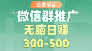 首发项目,微信群推广掘金,多号矩阵无脑日入3-5张【揭秘】-网赚项目众筹网