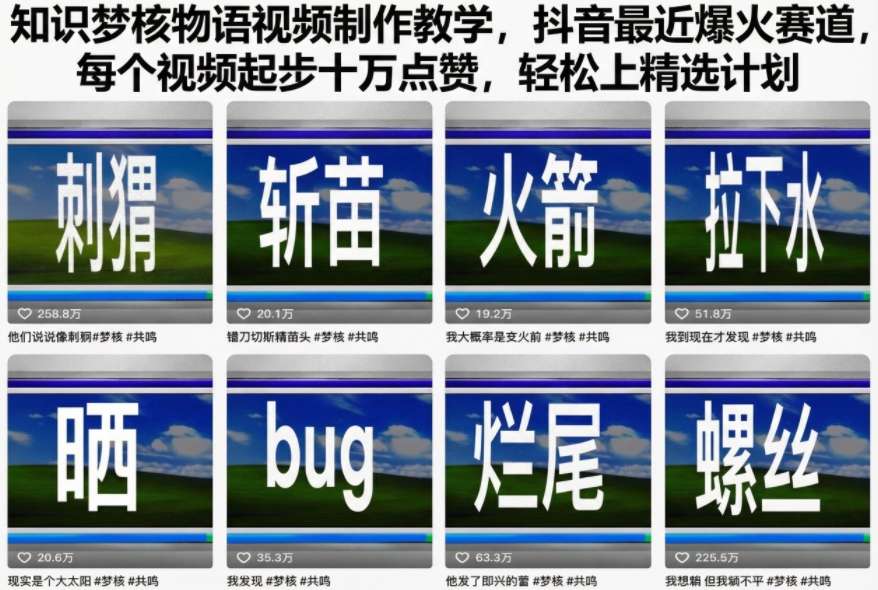 知识梦核物语视频制作教学，抖音最近爆火赛道，每个视频起步十万点赞，轻松上精选计划-网赚项目众筹网