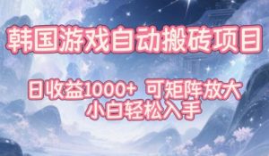 韩国游戏自动搬砖项目,日收益1k+,可矩阵放大,小白轻松入手【揭秘】-网赚项目众筹网