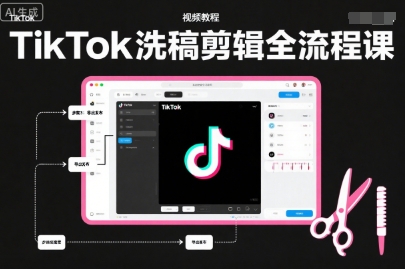 TikTok洗稿剪辑全流程课,PR洗稿剪辑全流程,TK洗稿运营课