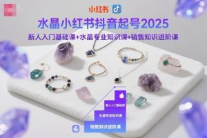 水晶小红书抖音起号2025，新人入门基础课+水晶专业知识课+销售知识进阶课-网赚项目众筹网