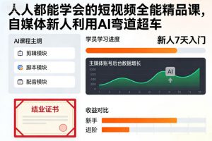 人人都能学会的短视频全能精品课,自媒体新人利用AI弯道超车-网赚项目众筹网