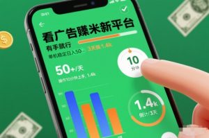 看广告賺米新平台，有手就行，单机稳定日入50+，操作10分钟上手，3天搞了1.4k【揭秘】-网赚项目众筹网
