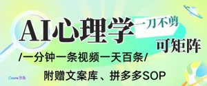 AI一键生成心理学简笔画视频,一刀不剪无需剪辑,可批量可矩阵,带书带素材带资料带徒弟-网赚项目众筹网