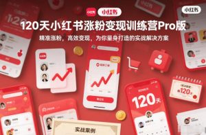 120天小红书涨粉变现训练营Pro版,精准涨粉,高效变现,为你量身打造的实战解决方案-网赚项目众筹网