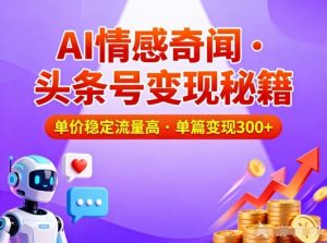 头条号做AI情感奇闻内容,单价稳定流量高,一篇变现3张-网赚项目众筹网