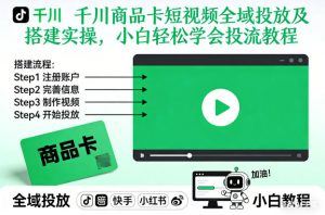 千川商品卡短视频全域投放及搭建实操，小白轻松学会投流教程-网赚项目众筹网